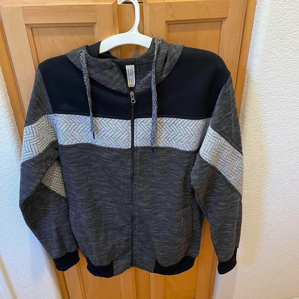 Men’s Gray Colours by Alexander Julian Striped Hoodie Sweater size small